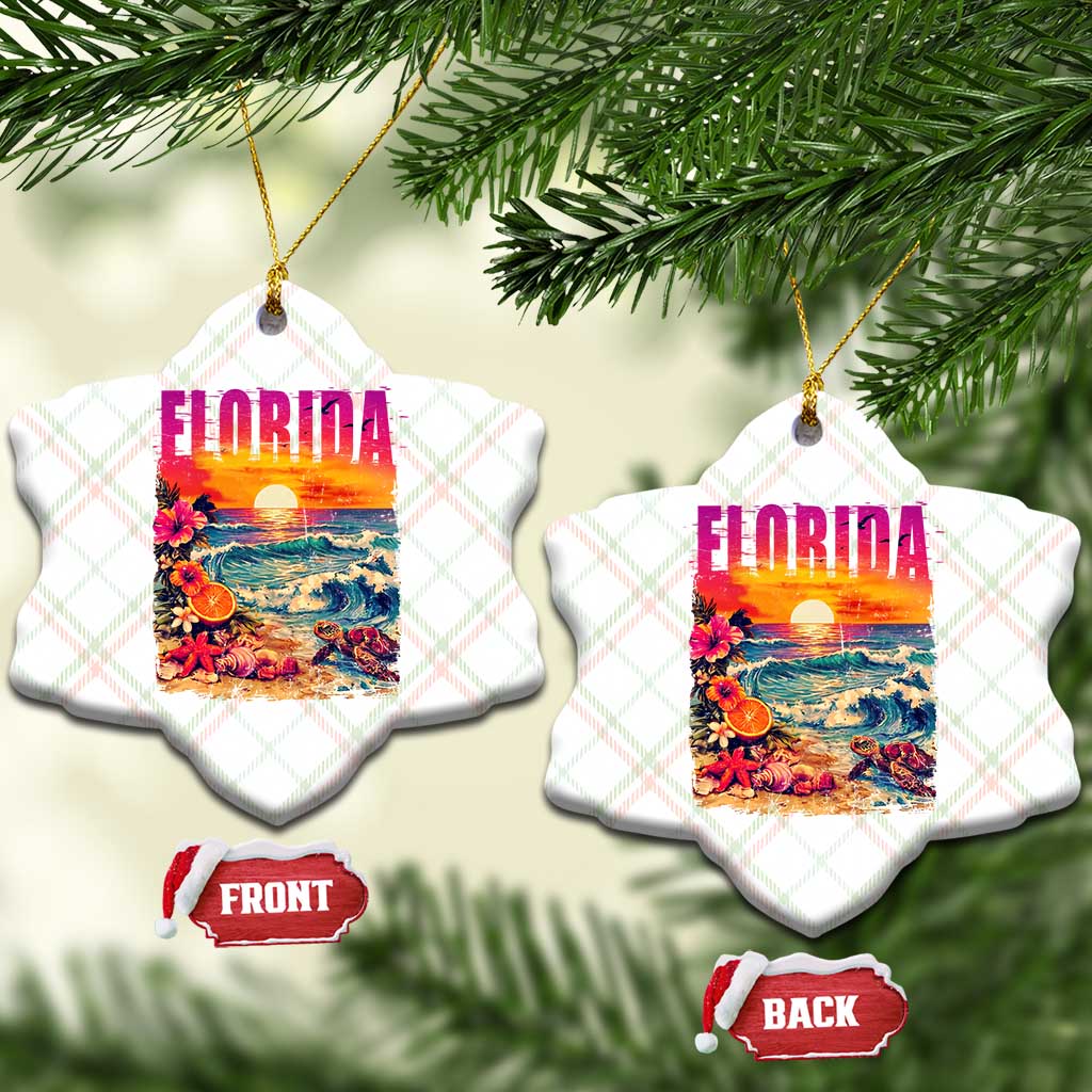 Retro Florida Beach Ceramic Ornament Summer Vacation Gift TS12 Print Your Wear