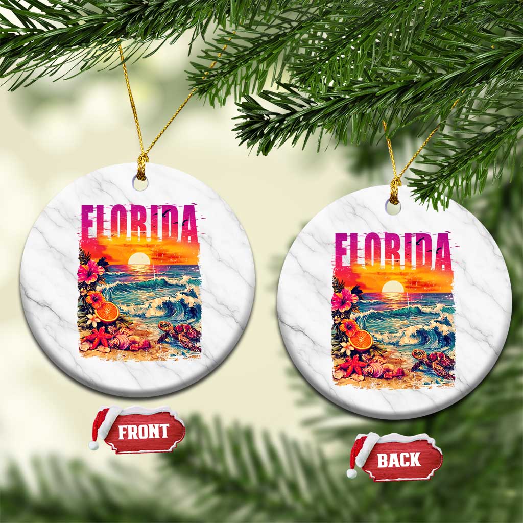 Retro Florida Beach Ceramic Ornament Summer Vacation Gift TS12 1pc White Marble Print Your Wear