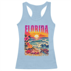 Retro Florida Beach Racerback Tank Top Summer Vacation Gift TS12 Light Blue Print Your Wear