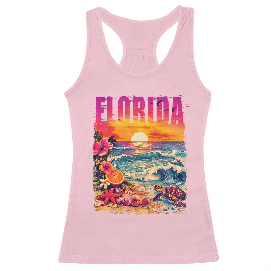Retro Florida Beach Racerback Tank Top Summer Vacation Gift TS12 Light Pink Print Your Wear