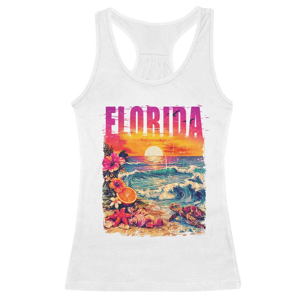 Retro Florida Beach Racerback Tank Top Summer Vacation Gift TS12 White Print Your Wear