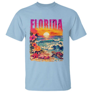Retro Florida Beach T Shirt Summer Vacation Gift TS12 Light Blue Print Your Wear