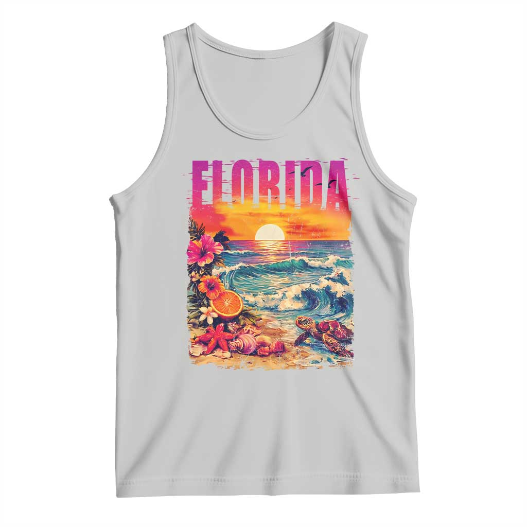 Retro Florida Beach Tank Top Summer Vacation Gift TS12 Ash Print Your Wear