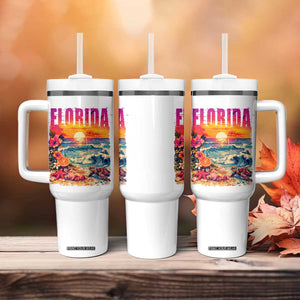 Retro Florida Beach Tumbler With Handle Summer Vacation Gift TS12 Print Your Wear