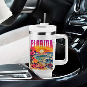 Retro Florida Beach Tumbler With Handle Summer Vacation Gift TS12 Print Your Wear