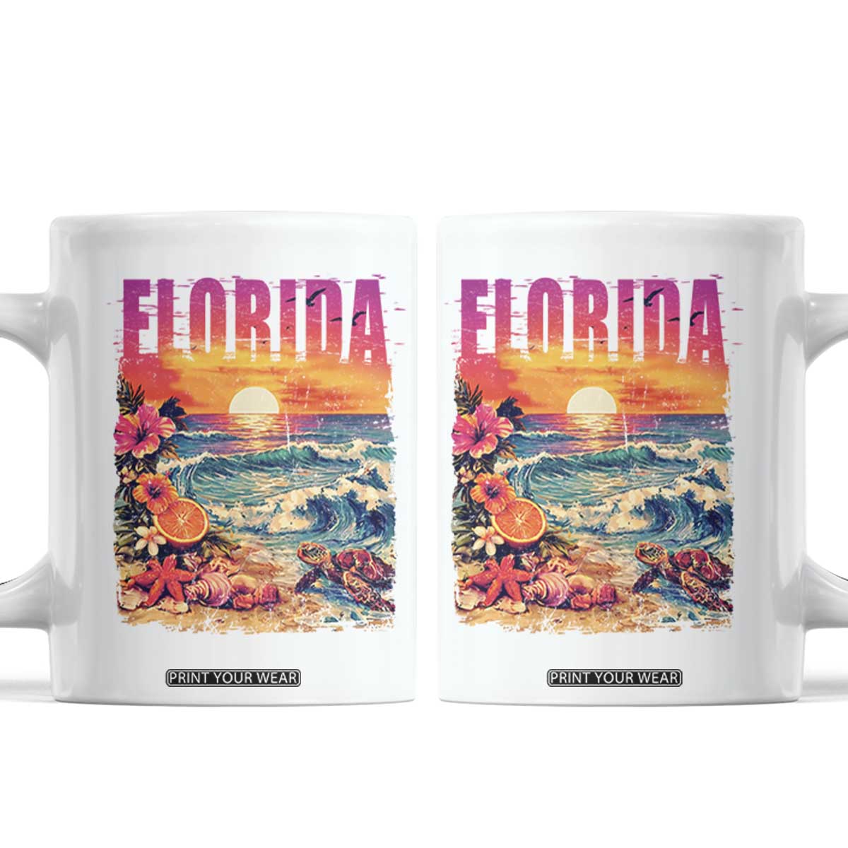 Retro Florida Beach Coffee Mug Summer Vacation Gift TS12 White Print Your Wear