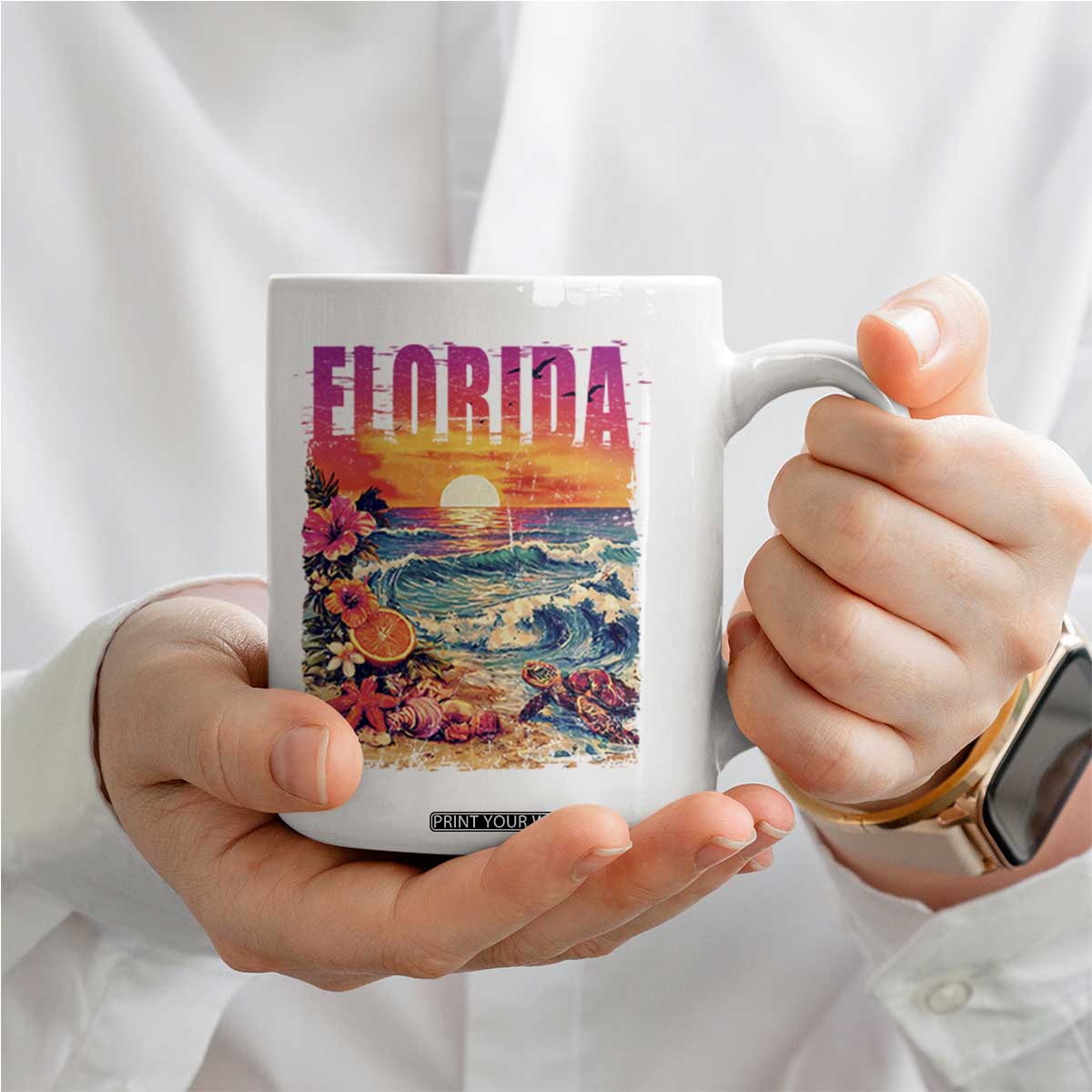 Retro Florida Beach Coffee Mug Summer Vacation Gift TS12 Print Your Wear