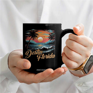 Destin Florida Beach Coffee Mug Retro Sunset Palm Tree Graphic TS12 Print Your Wear