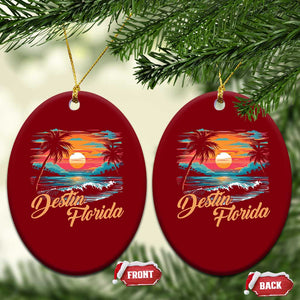 Destin Florida Beach Ceramic Ornament Retro Sunset Palm Tree Graphic TS12 Print Your Wear