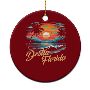 Destin Florida Beach Ceramic Ornament Retro Sunset Palm Tree Graphic TS12 1pc Red Print Your Wear