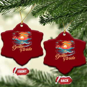 Destin Florida Beach Ceramic Ornament Retro Sunset Palm Tree Graphic TS12 Print Your Wear