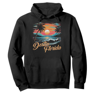 Destin Florida Beach Hoodie Retro Sunset Palm Tree Graphic TS12 Black Print Your Wear
