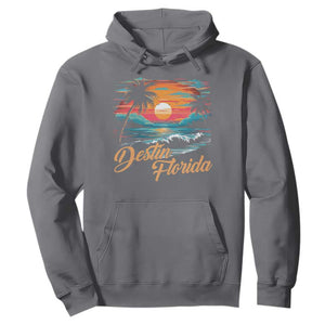 Destin Florida Beach Hoodie Retro Sunset Palm Tree Graphic TS12 Charcoal Print Your Wear