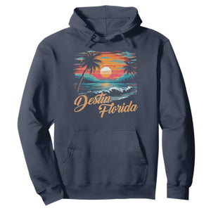 Destin Florida Beach Hoodie Retro Sunset Palm Tree Graphic TS12 Navy Print Your Wear