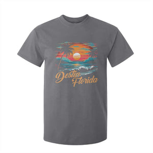 Destin Florida Beach T Shirt For Kid Retro Sunset Palm Tree Graphic TS12 Charcoal Print Your Wear