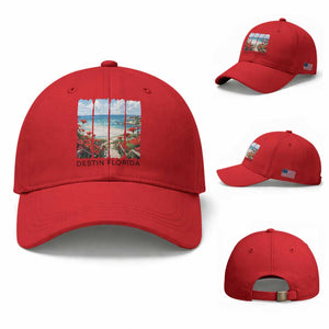 Destin Florida Baseball Cap Summer Travel Beach Vacation Gift TS12 Baseball Cap Universal Fit Red Print Your Wear