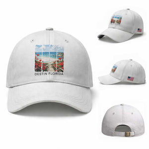 Destin Florida Baseball Cap Summer Travel Beach Vacation Gift TS12 Baseball Cap Universal Fit White Print Your Wear