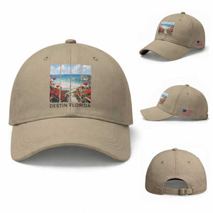 Destin Florida Baseball Cap Summer Travel Beach Vacation Gift TS12 Baseball Cap Universal Fit Khaki Print Your Wear