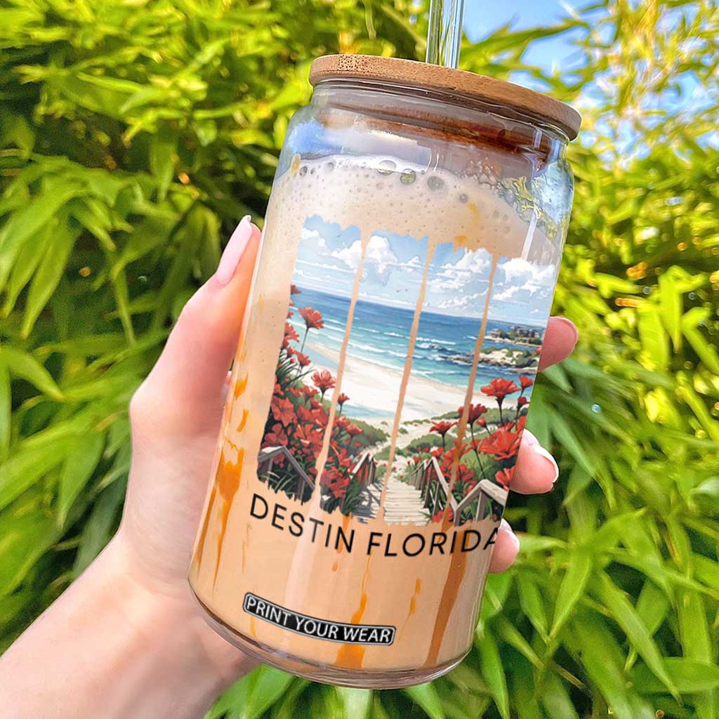 Destin Florida Glass Can Summer Travel Beach Vacation Gift TS12 White Print Your Wear
