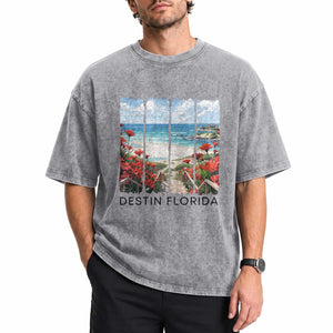 Destin Florida Washed Cotton T-Shirt Summer Travel Beach Vacation Gift
