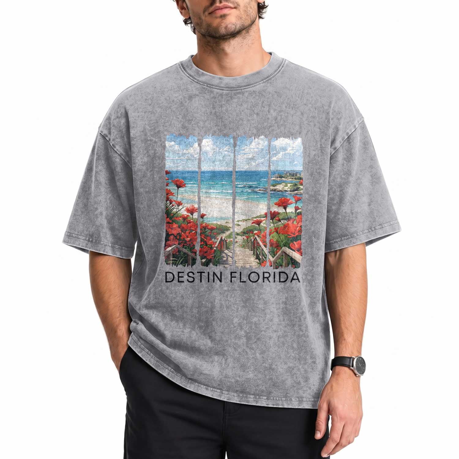 Destin Florida Washed Cotton T-Shirt Summer Travel Beach Vacation Gift