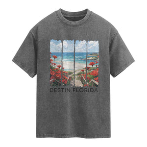 Destin Florida Washed Cotton T-Shirt Summer Travel Beach Vacation Gift