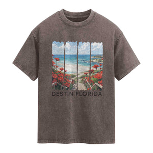 Destin Florida Washed Cotton T-Shirt Summer Travel Beach Vacation Gift