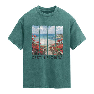 Destin Florida Washed Cotton T-Shirt Summer Travel Beach Vacation Gift