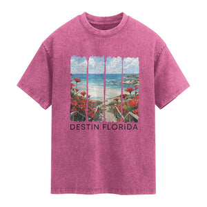 Destin Florida Washed Cotton T-Shirt Summer Travel Beach Vacation Gift