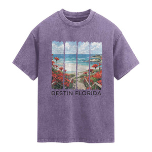 Destin Florida Washed Cotton T-Shirt Summer Travel Beach Vacation Gift