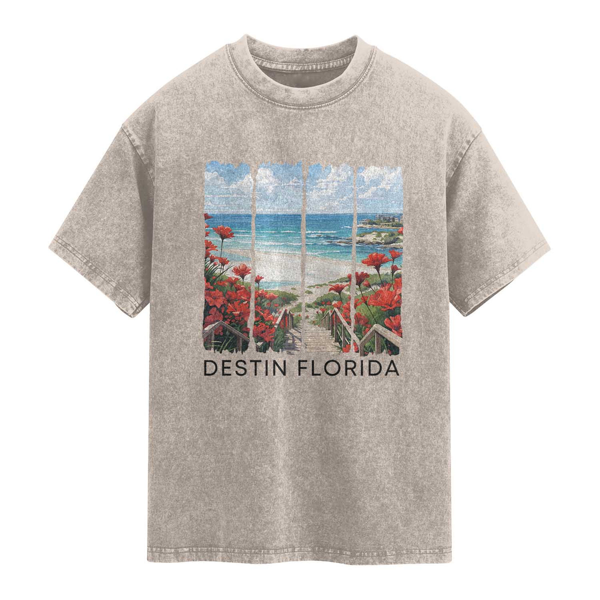 Destin Florida Washed Cotton T-Shirt Summer Travel Beach Vacation Gift