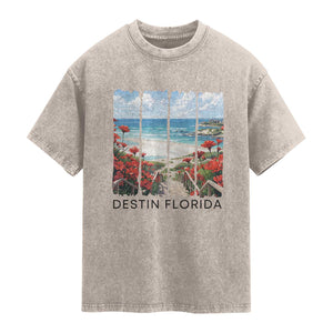 Destin Florida Washed Cotton T-Shirt Summer Travel Beach Vacation Gift