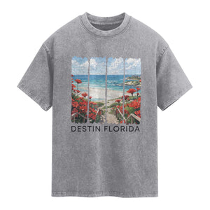 Destin Florida Washed Cotton T-Shirt Summer Travel Beach Vacation Gift