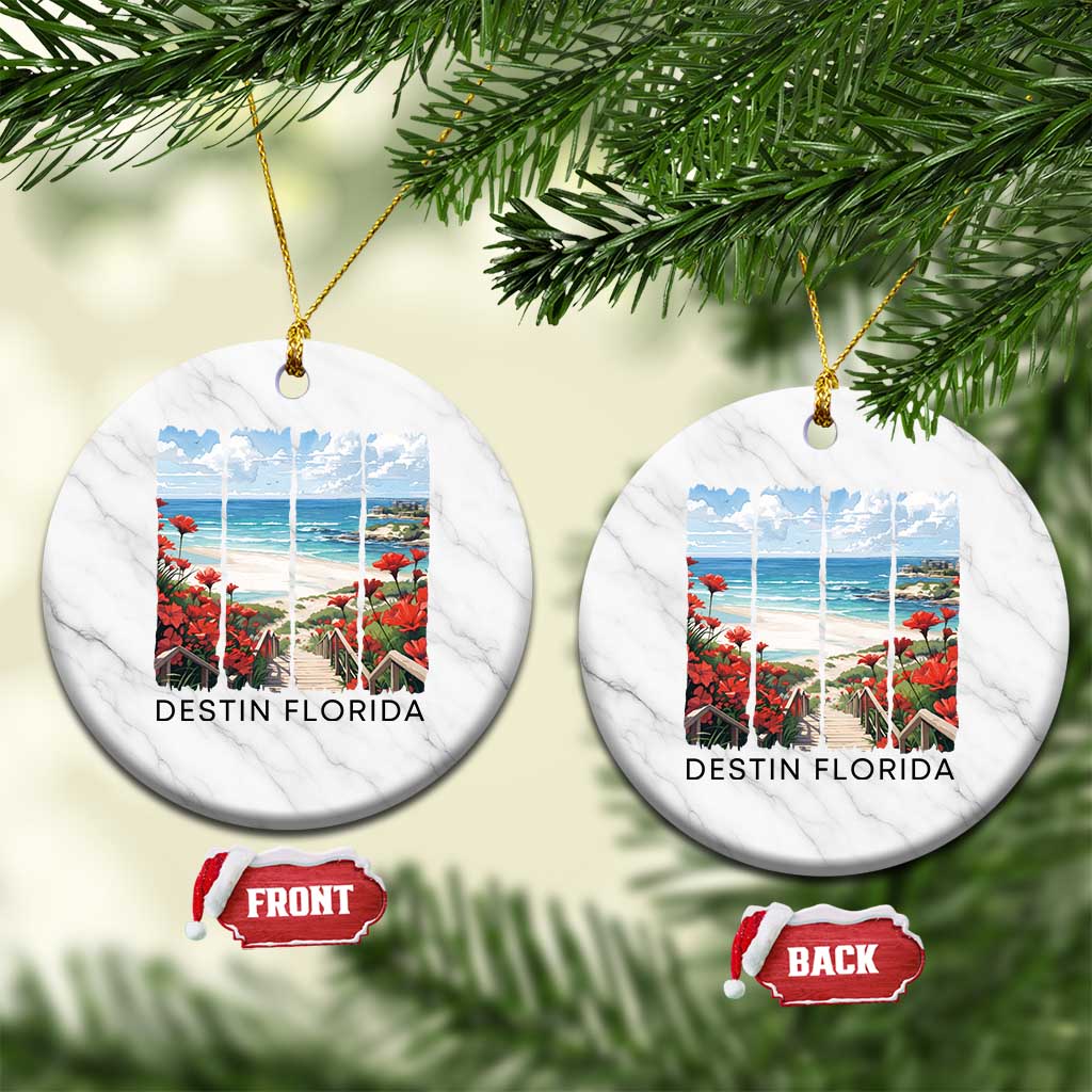 Destin Florida Ceramic Ornament Summer Travel Beach Vacation Gift TS12 1pc White Marble Print Your Wear