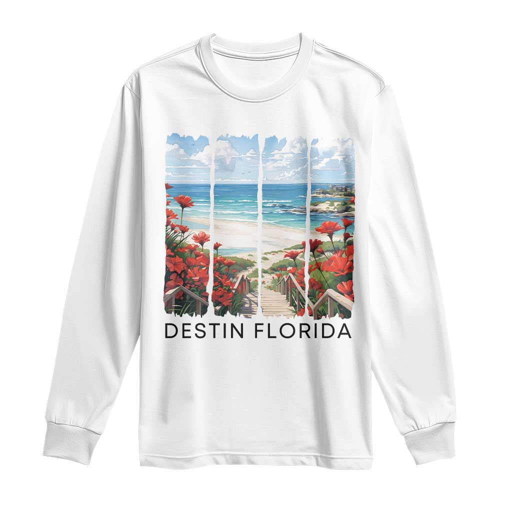 Destin Florida Long Sleeve Shirt Summer Travel Beach Vacation Gift TS12 White Print Your Wear