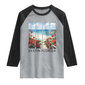Destin Florida Raglan Shirt Summer Travel Beach Vacation Gift TS12 Heather Gray Black Print Your Wear