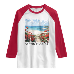 Destin Florida Raglan Shirt Summer Travel Beach Vacation Gift TS12 White Red Print Your Wear