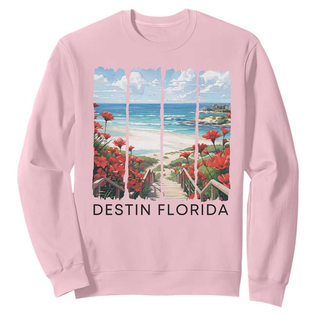 Destin Florida Sweatshirt Summer Travel Beach Vacation Gift TS12 Light Pink Print Your Wear