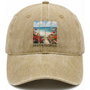 Destin Florida Washed Cotton Baseball Cap Summer Travel Beach Vacation Gift TS12 Print Your Wear