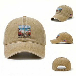 Destin Florida Washed Cotton Baseball Cap Summer Travel Beach Vacation Gift TS12 Washed Cap Universal Fit Khaki Print Your Wear