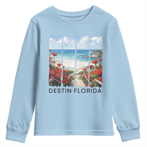 Destin Florida Youth Sweatshirt Summer Travel Beach Vacation Gift TS12 Light Blue Print Your Wear