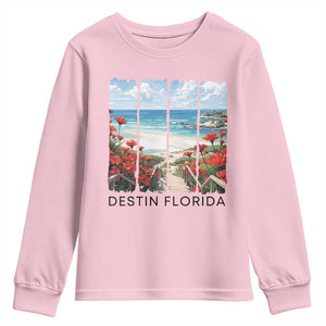 Destin Florida Youth Sweatshirt Summer Travel Beach Vacation Gift TS12 Light Pink Print Your Wear