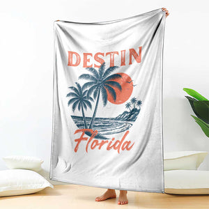 Vintage Destin Florida Beach Throw Blanket Sunset Palm Tree Graphic TS12 Print Your Wear
