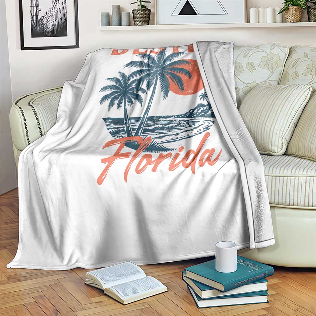 Vintage Destin Florida Beach Throw Blanket Sunset Palm Tree Graphic TS12 Print Your Wear