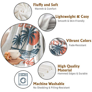 Vintage Destin Florida Beach Throw Blanket Sunset Palm Tree Graphic TS12 Print Your Wear