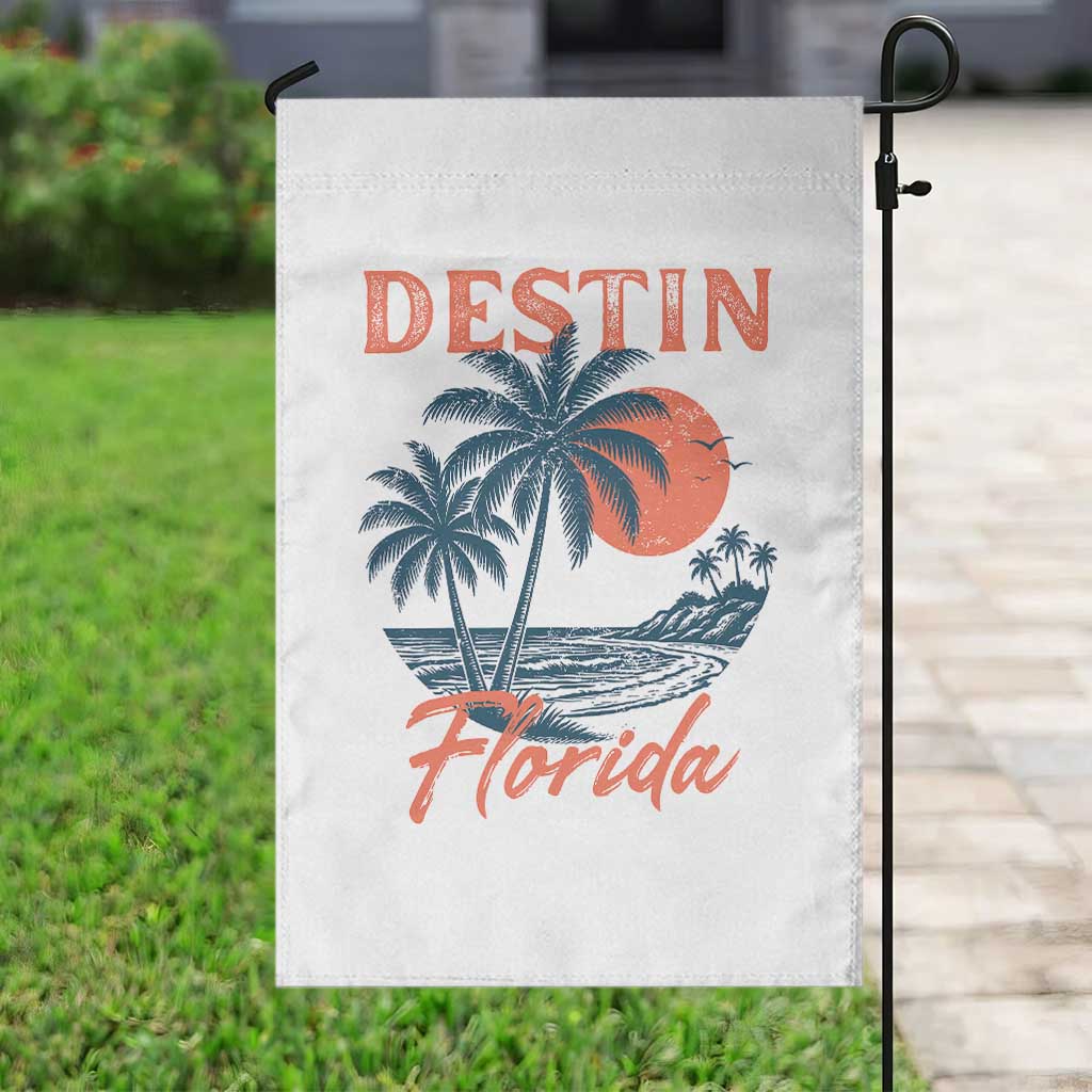 Vintage Destin Florida Beach Garden Flag Sunset Palm Tree Graphic TS12 Print Your Wear