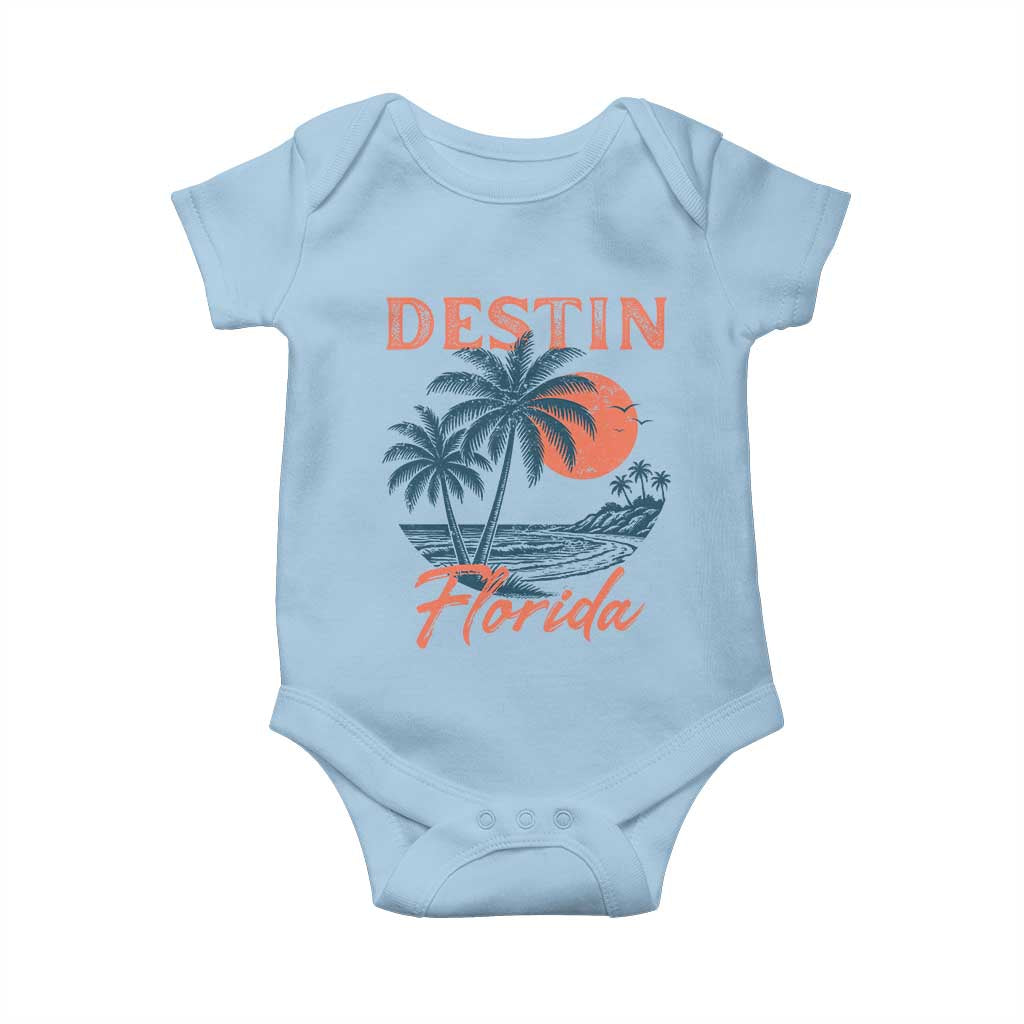 Vintage Destin Florida Beach Baby Onesie Sunset Palm Tree Graphic TS12 Light Blue Print Your Wear
