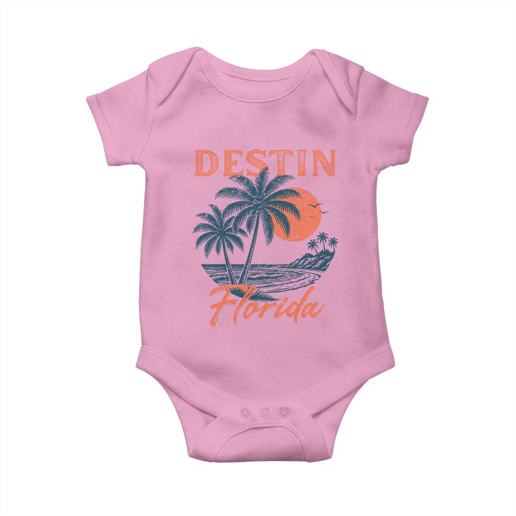 Vintage Destin Florida Beach Baby Onesie Sunset Palm Tree Graphic TS12 Light Pink Print Your Wear