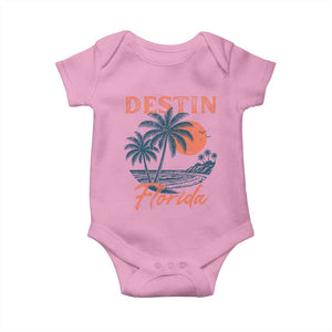 Vintage Destin Florida Beach Baby Onesie Sunset Palm Tree Graphic TS12 Light Pink Print Your Wear