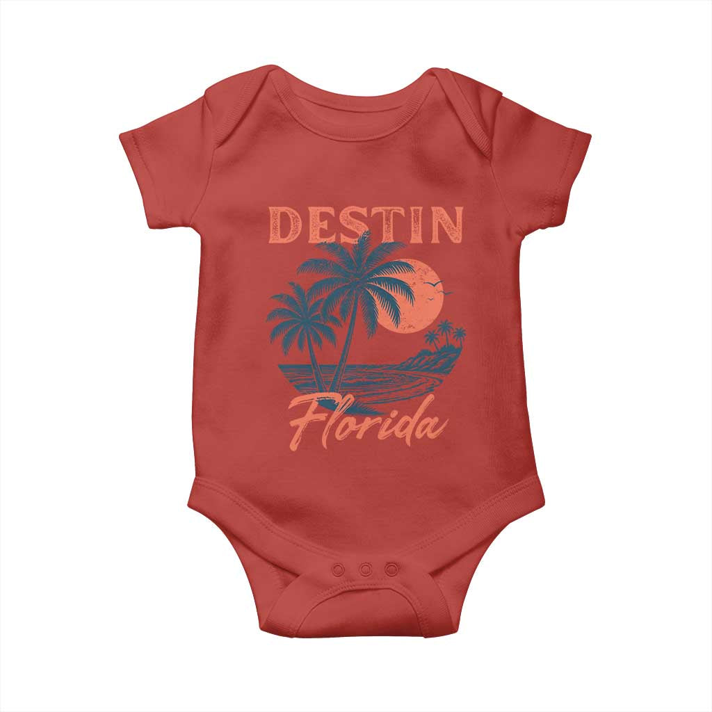 Vintage Destin Florida Beach Baby Onesie Sunset Palm Tree Graphic TS12 Red Print Your Wear